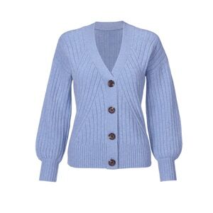 Blue Button-Up Women's Cardigan